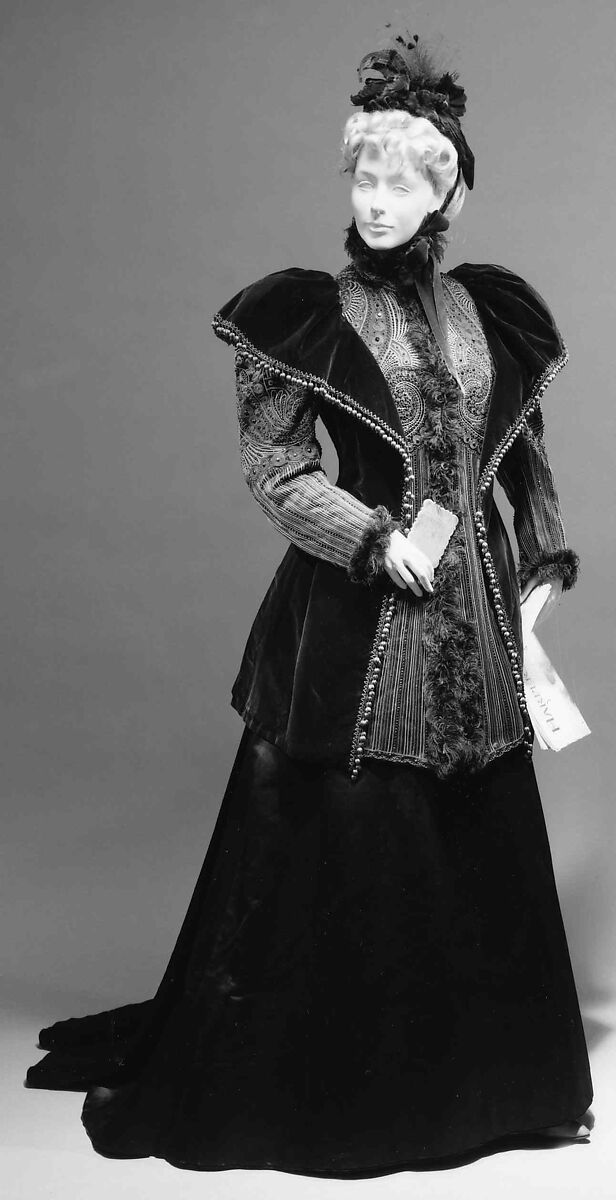 Evening jacket, Maison Pingat (French), silk, jet, feathers, metal, French