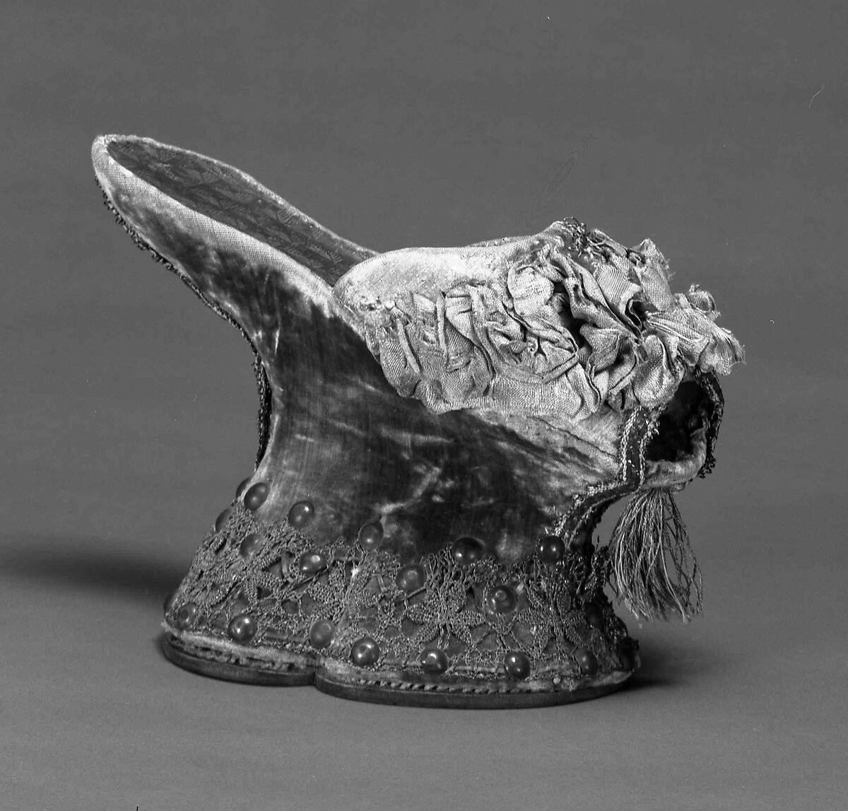 Chopines, silk, metal, Italian