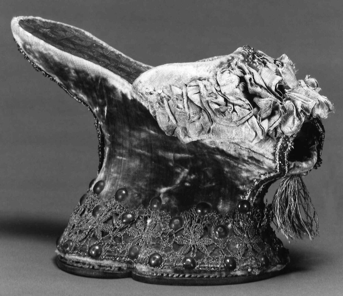 Chopines, silk, metal, Italian