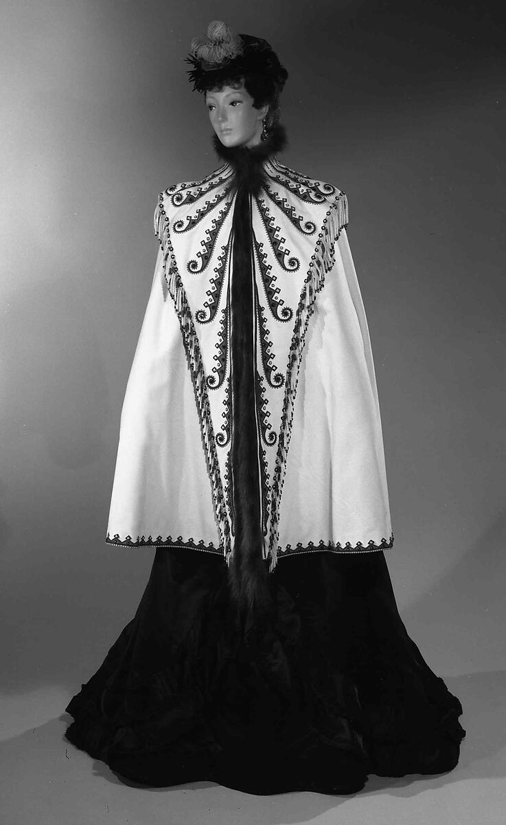 Evening cape, Maison Pingat (French), wool, silk, fur, beads, French