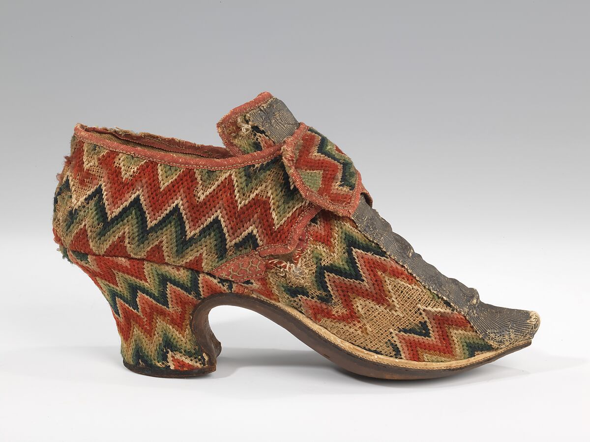 Shoes, wool, linen, metal, British