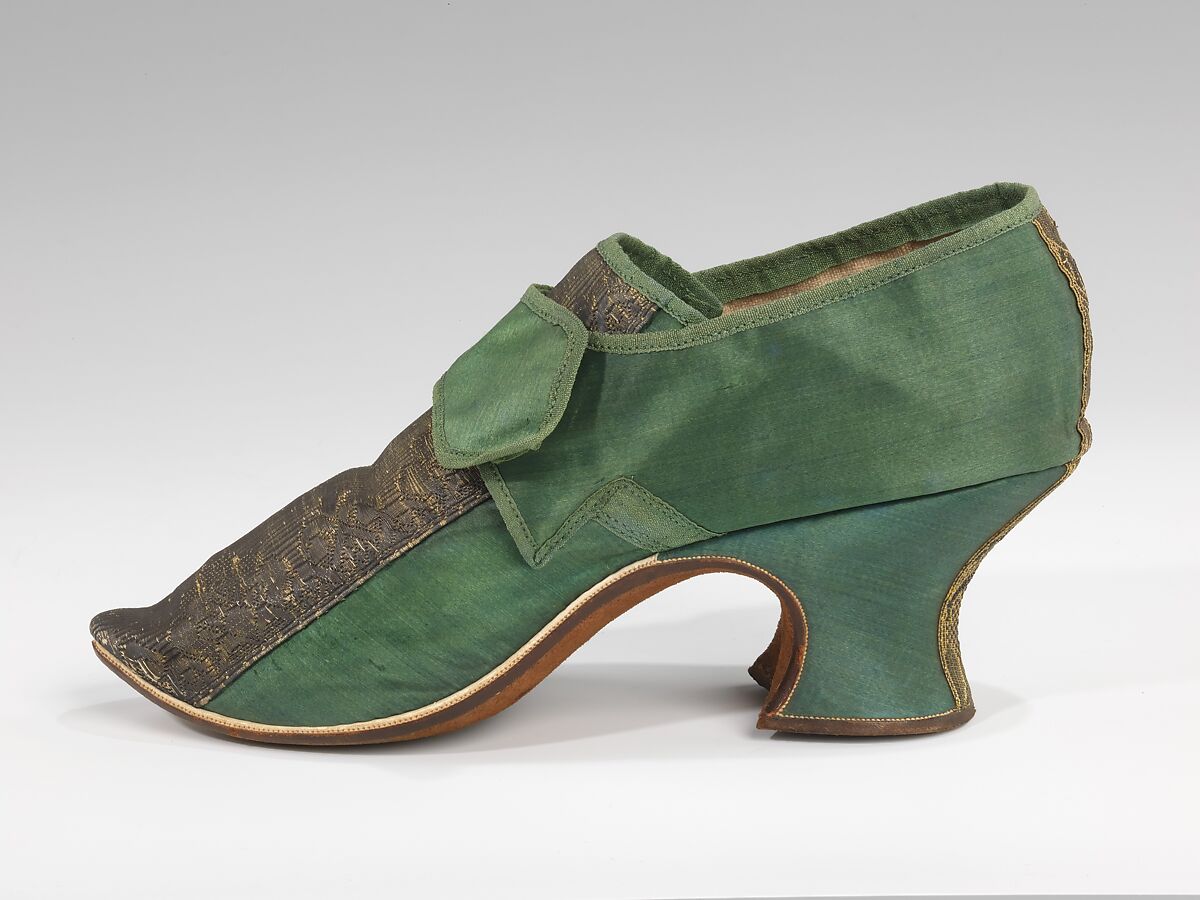 Shoes, silk, metal, probably British