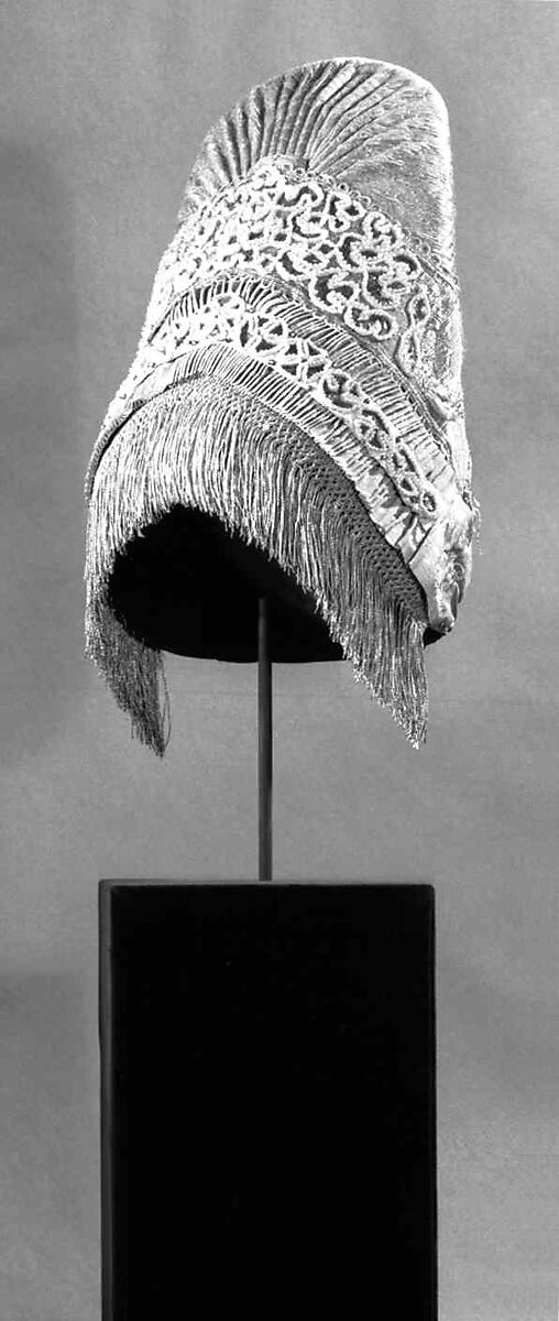 Headdress, pearl, cotton, metal, silk, Russian