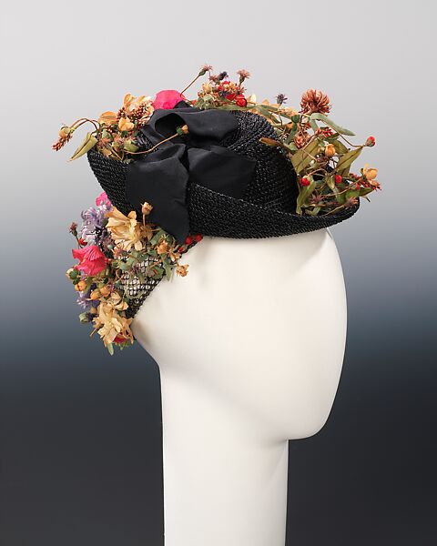 Hat, Schiaparelli (French, founded 1927), straw, silk, French 