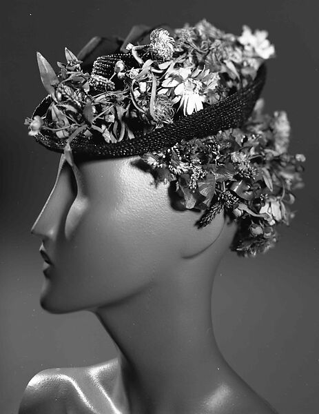 Hat, Schiaparelli (French, founded 1927), straw, silk, cotton, French