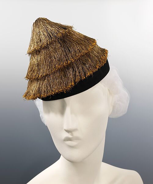 Cocktail hat, Attributed to Schiaparelli (French, founded 1927), wool, metal, French 