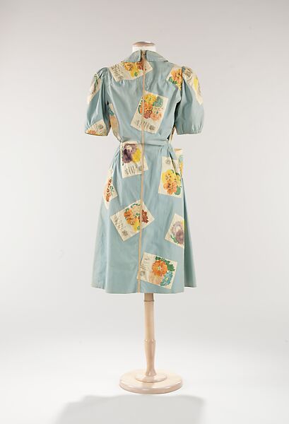 Dress, Schiaparelli (French, founded 1927), cotton, plastic (cellulose nitrate), French