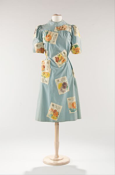 Dress, Elsa Schiaparelli (Italian, 1890–1973), cotton, plastic (cellulose nitrate), French 