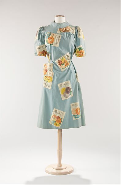 Dress, Schiaparelli (French, founded 1927), cotton, plastic (cellulose nitrate), French 