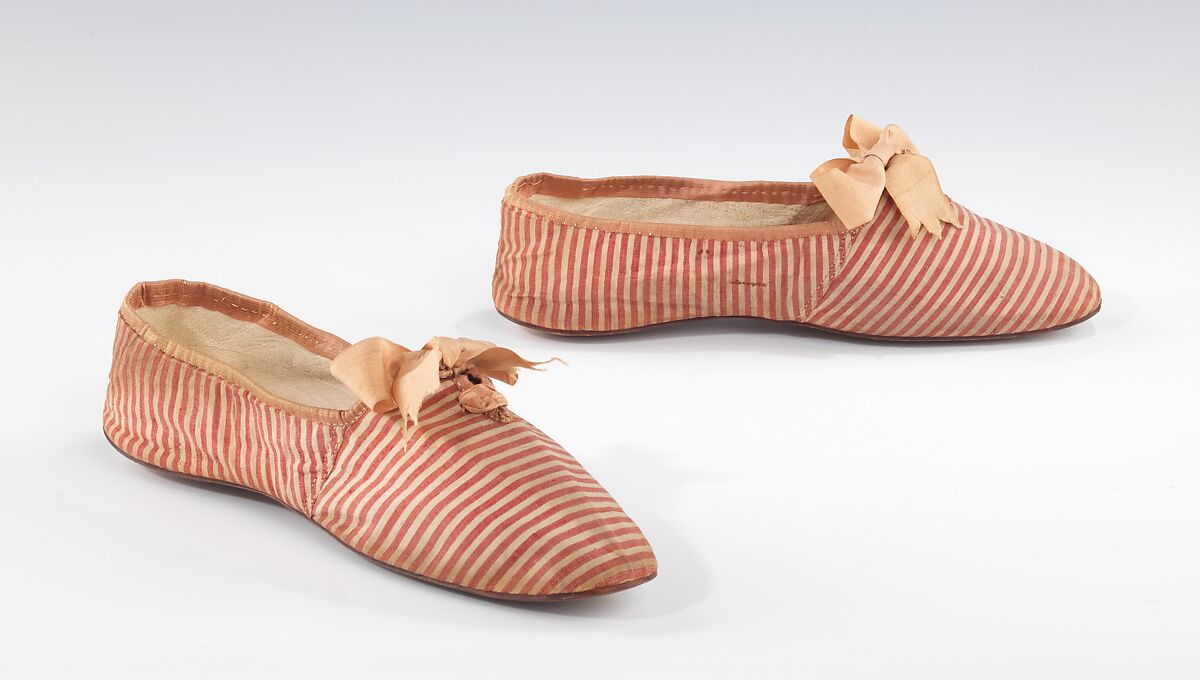 Shoes, cotton, silk, probably French 