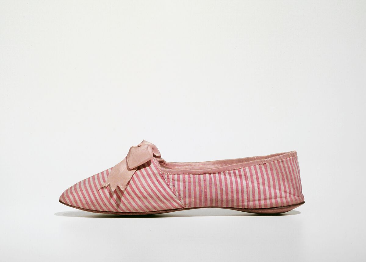Shoes, cotton, silk, probably French