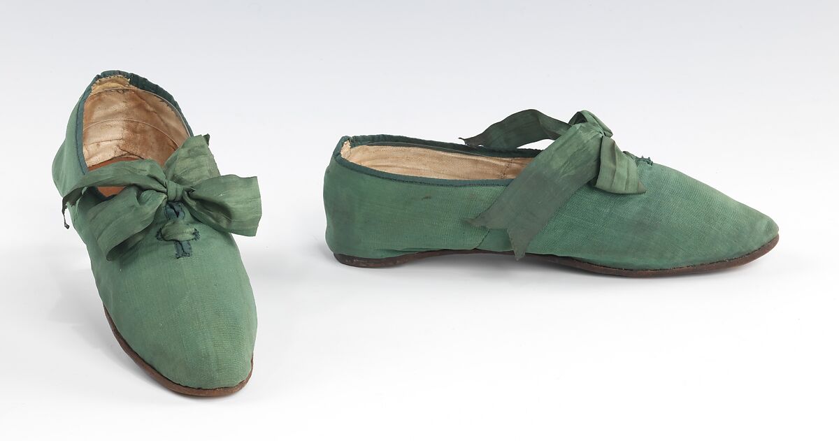 Shoes, silk, probably British 