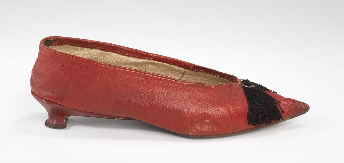 Slippers, leather, silk, metal, European