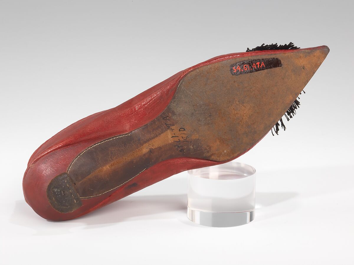 Slippers, leather, silk, metal, European