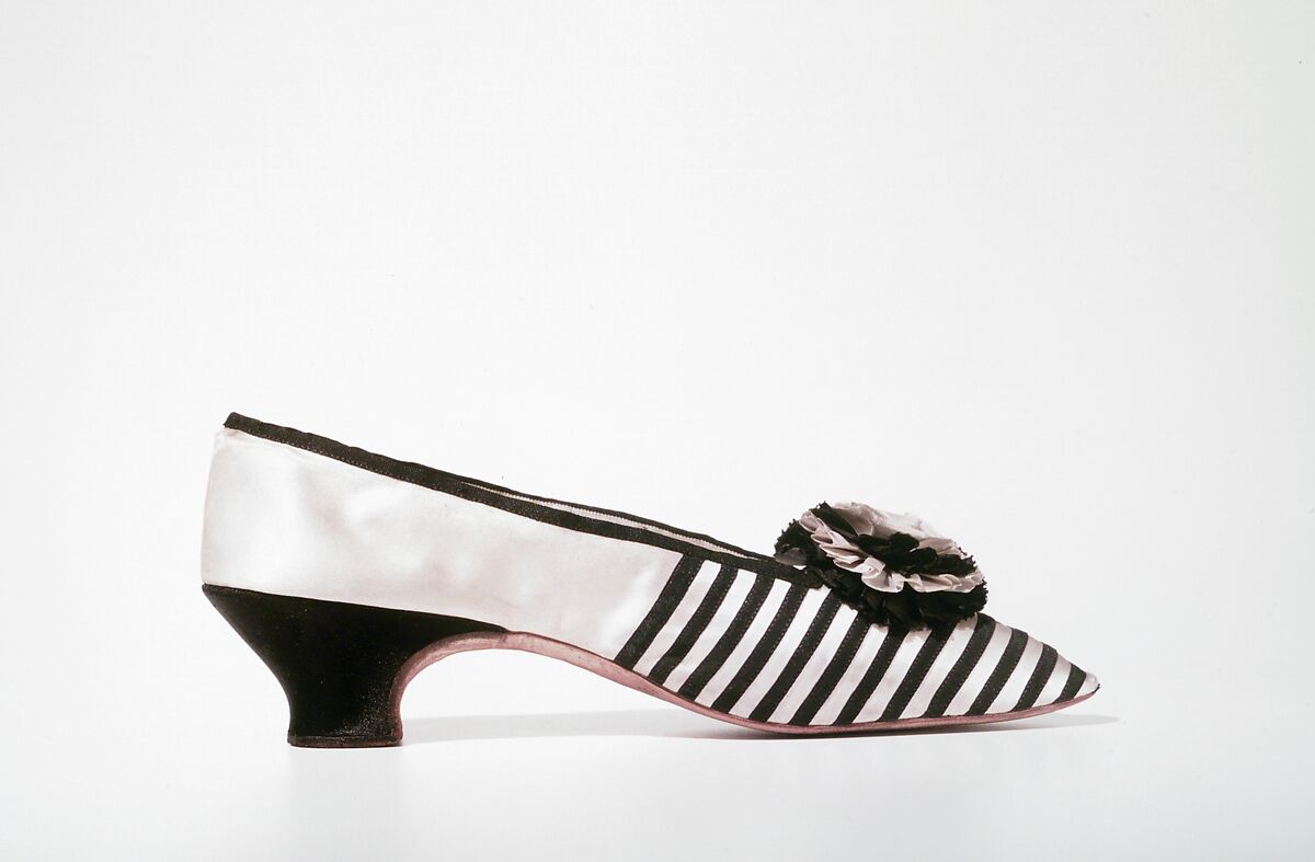 Evening slippers, silk, British