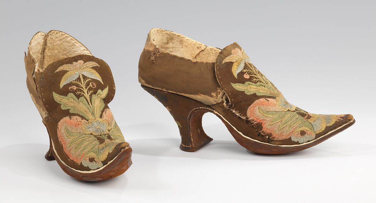 Shoes, leather, silk, European 