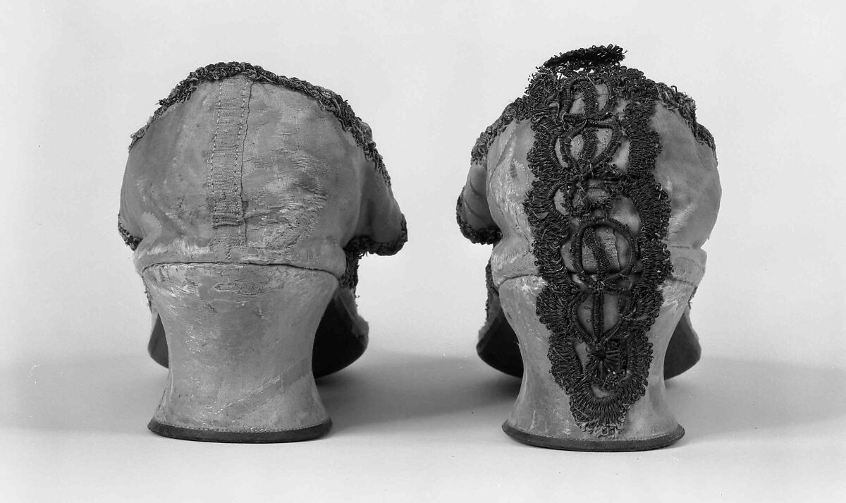 Shoes, silk, metal, probably British