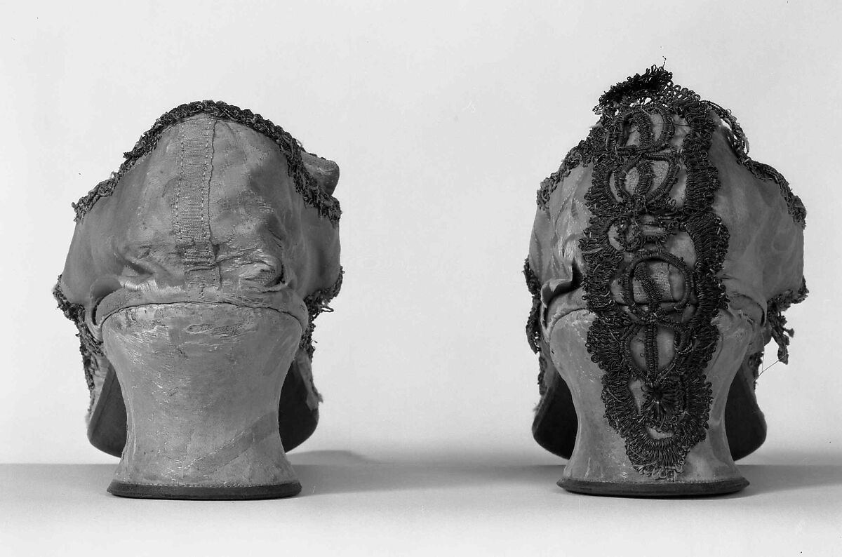 Shoes, silk, metal, probably British