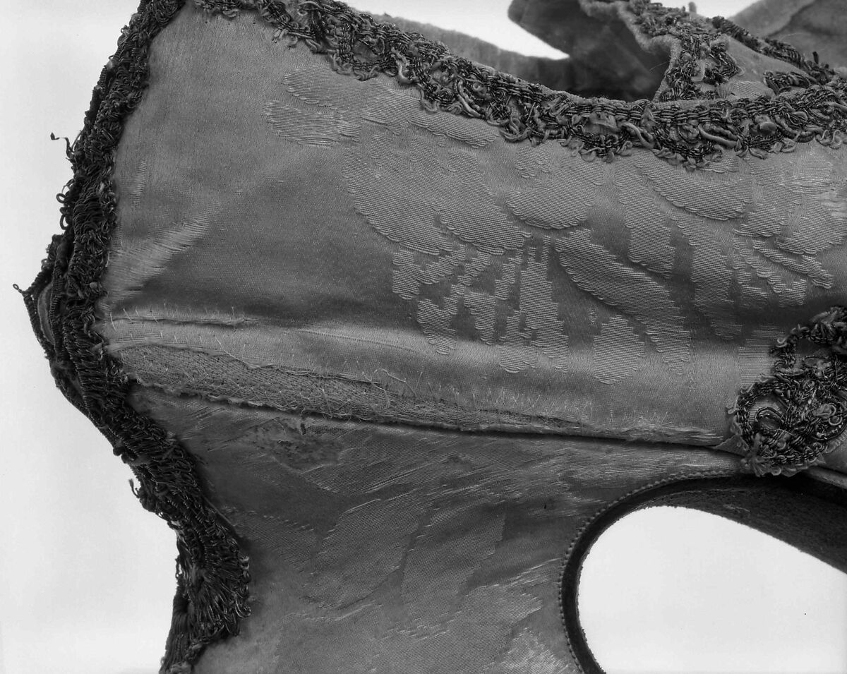 Shoes, silk, metal, probably British