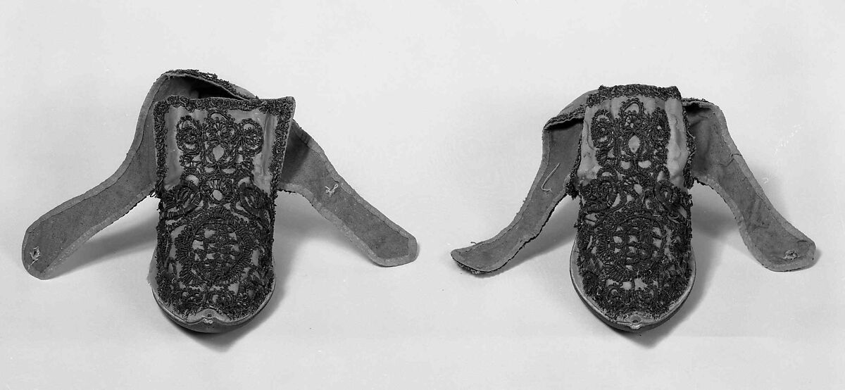 Shoes, silk, metal, probably British