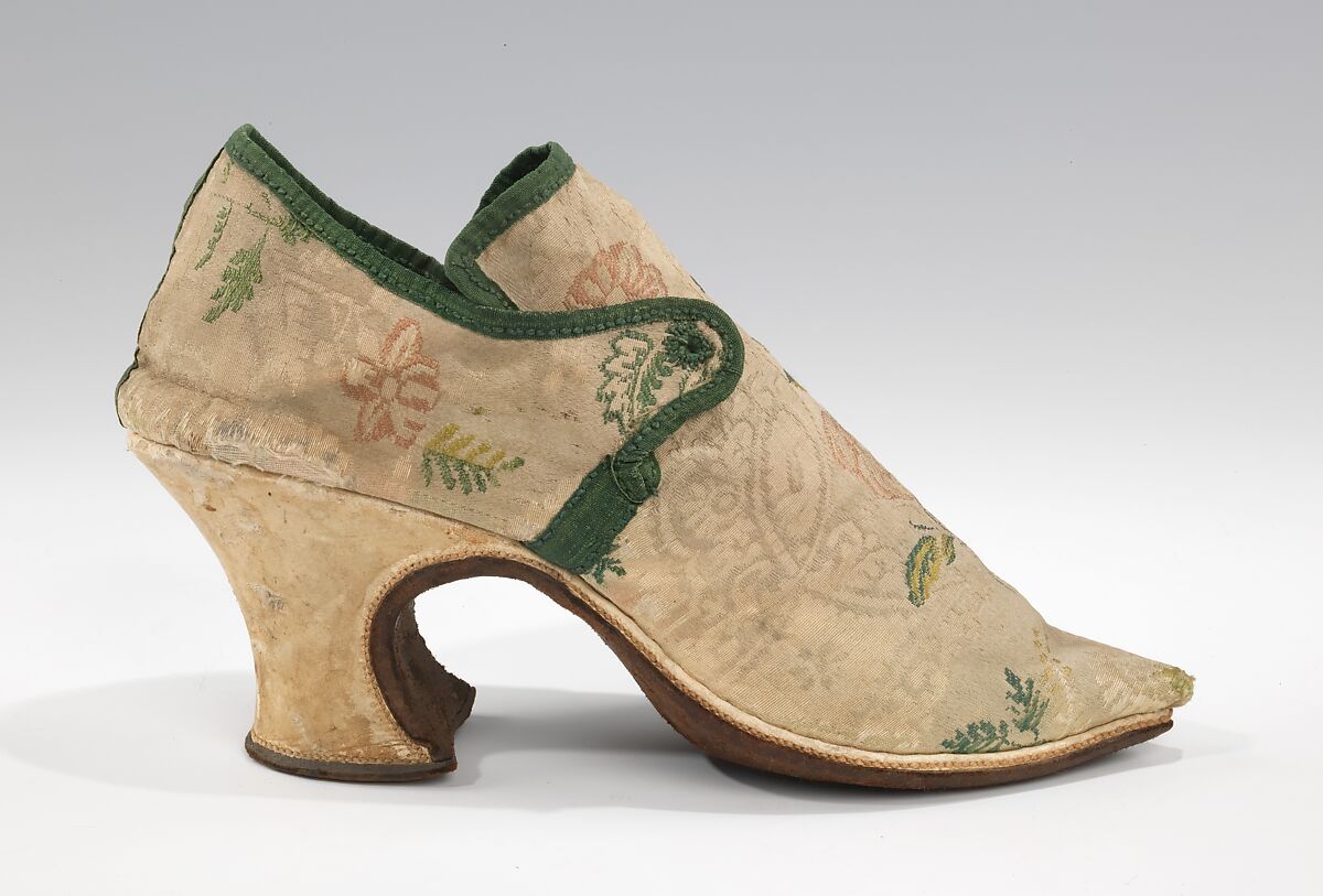 Shoes, silk, leather, probably British