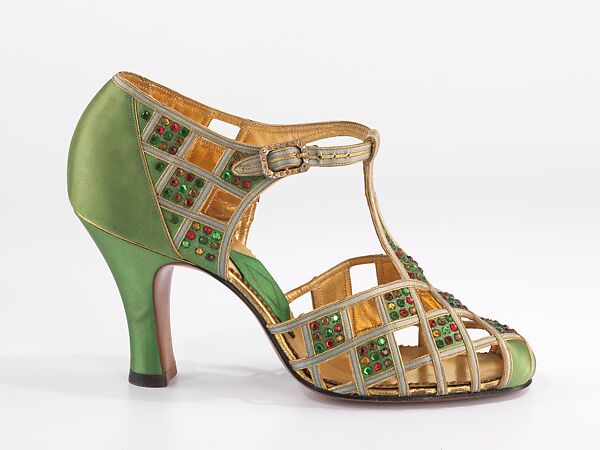 Evening shoes, Delman (American, founded 1919), silk, rhinestones, American 