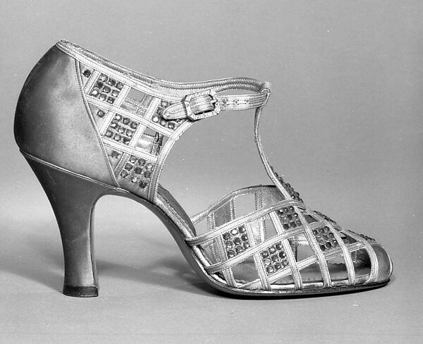 Evening shoes, Delman (American, founded 1919), silk, rhinestones, American