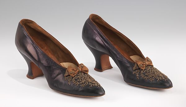 Evening pumps, H. Jantzen Shoe Co., leather, silk, beads, American 