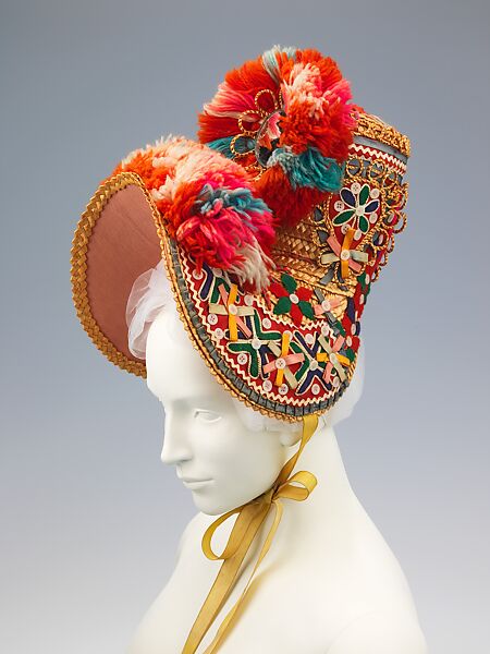 Bonnet, straw, wool, synthetic, cotton, Spanish 