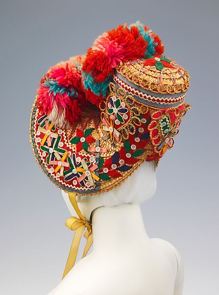 Bonnet, straw, wool, synthetic, cotton, Spanish