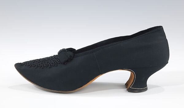 Evening pumps, Monquignon, silk, beads, French