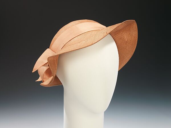 Hat, Best &amp; Co. (American, 1879–1969), straw, silk, American 