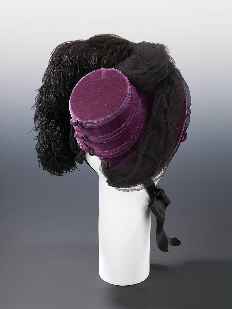 Mourning hat, West's (American, founded 1853), silk, feathers, American