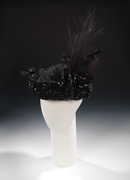 Evening toque, West&#39;s (American, founded 1853), silk, feathers, American 