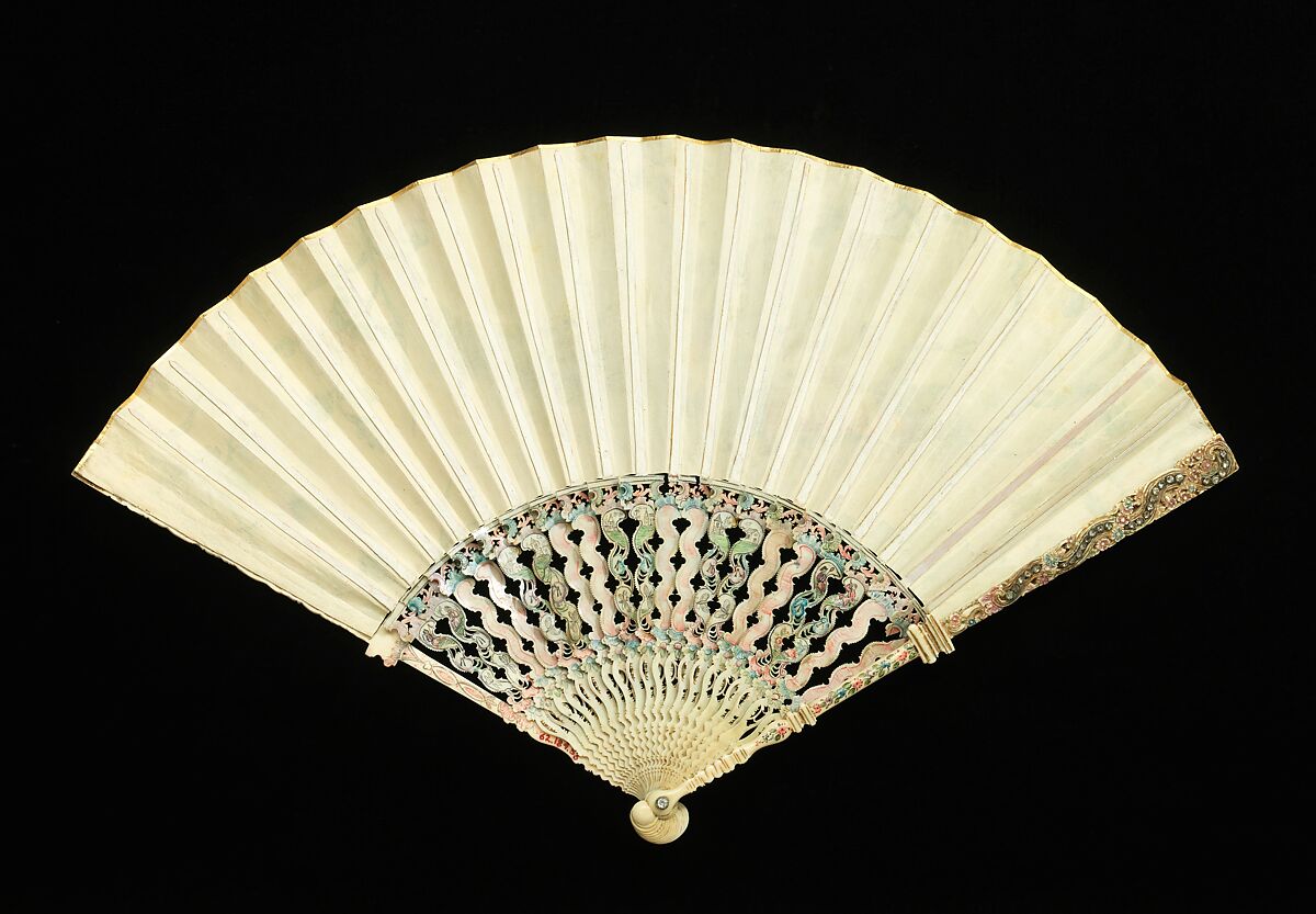 Fan, ivory, parchment, gouache, probably French
