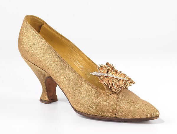 Evening pumps, Frank Mazane (American), metal, rhinestones, American