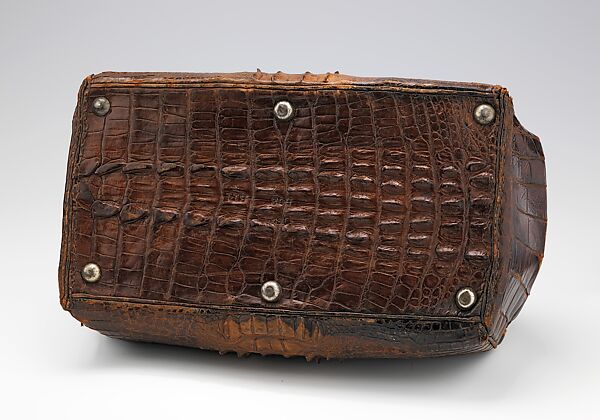 Satchel, leather, metal, American