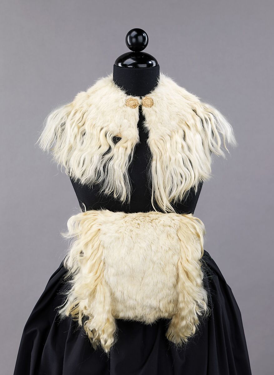 Accessory set, fur, silk, British 