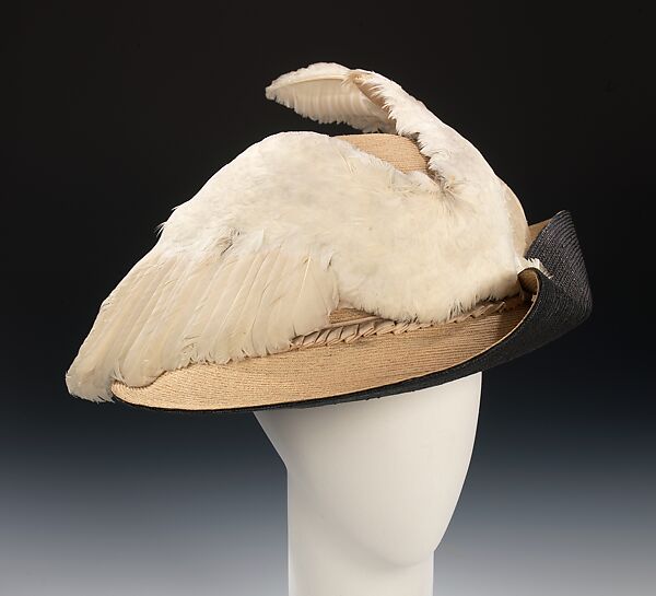 Hat, Estelle Mérshon, straw, silk, bird, feathers, American