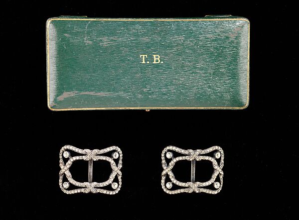 Shoe buckles, Attributed to Lucien Tesson, metal, rhinestones, French