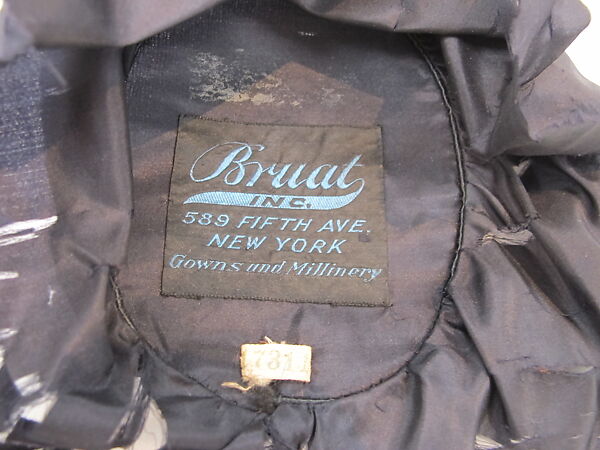 Mourning hat, Bruat, Inc., silk, American