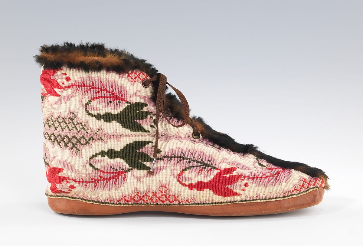 Carriage boots, wool, fur, leather, American