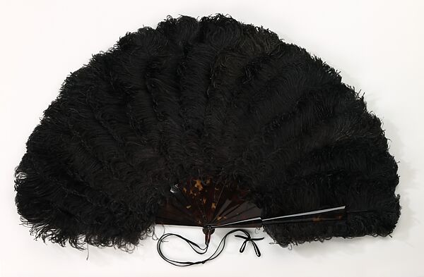 Fan, Tiffany &amp; Co. (1837–present), tortoiseshell, feather, silk, paper, American 