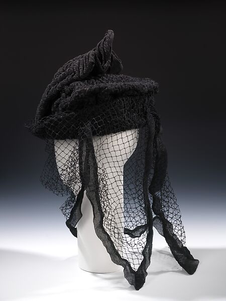 Mourning toque, Marshall Importers, wool, fur, silk, American