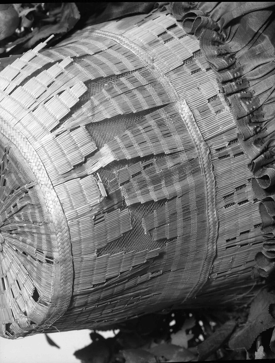 Poke bonnet, straw, silk, American