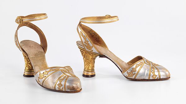 Evening sandals, André Perugia (French, 1893–1977), leather, metal, French 