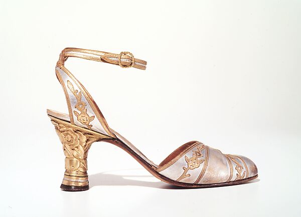 Evening sandals, André Perugia (French, 1893–1977), leather, metal, French