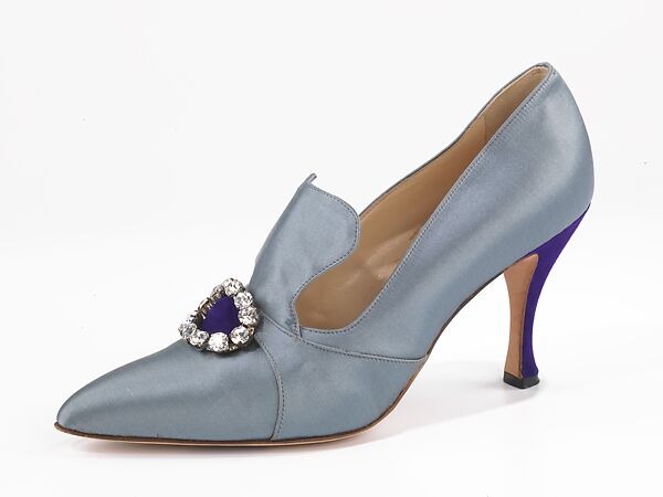 Evening pumps, Manolo Blahnik (British, born Spain, 1942), silk, leather, rhinestones, British