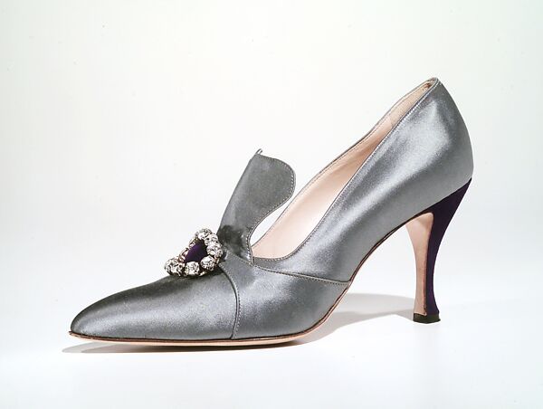 Evening pumps, Manolo Blahnik (British, born Spain, 1942), silk, leather, rhinestones, British