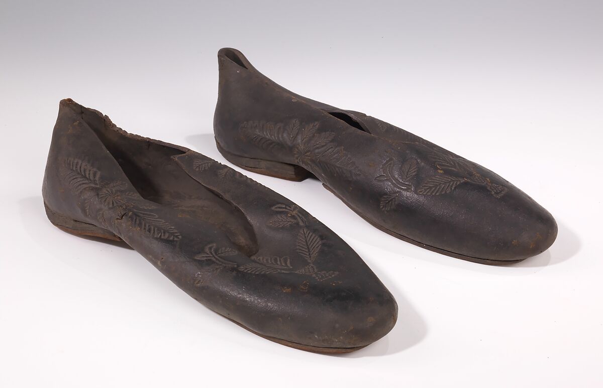 Galoshes, rubber, leather, probably Central American 